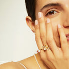 Emerald Gemstone Cocktail Ring - White Sapphire