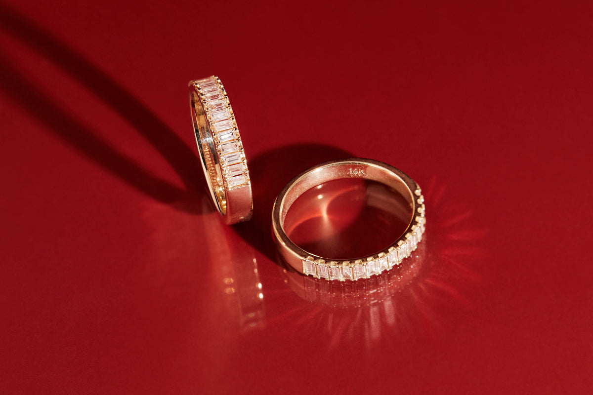 Bold Half Diamond Baguette Ring
