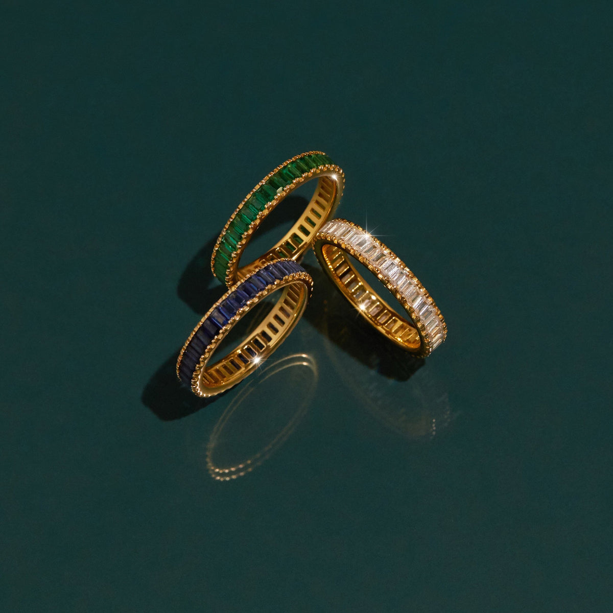 CD Diamond Chain Link Ring Gold-Finish Brass