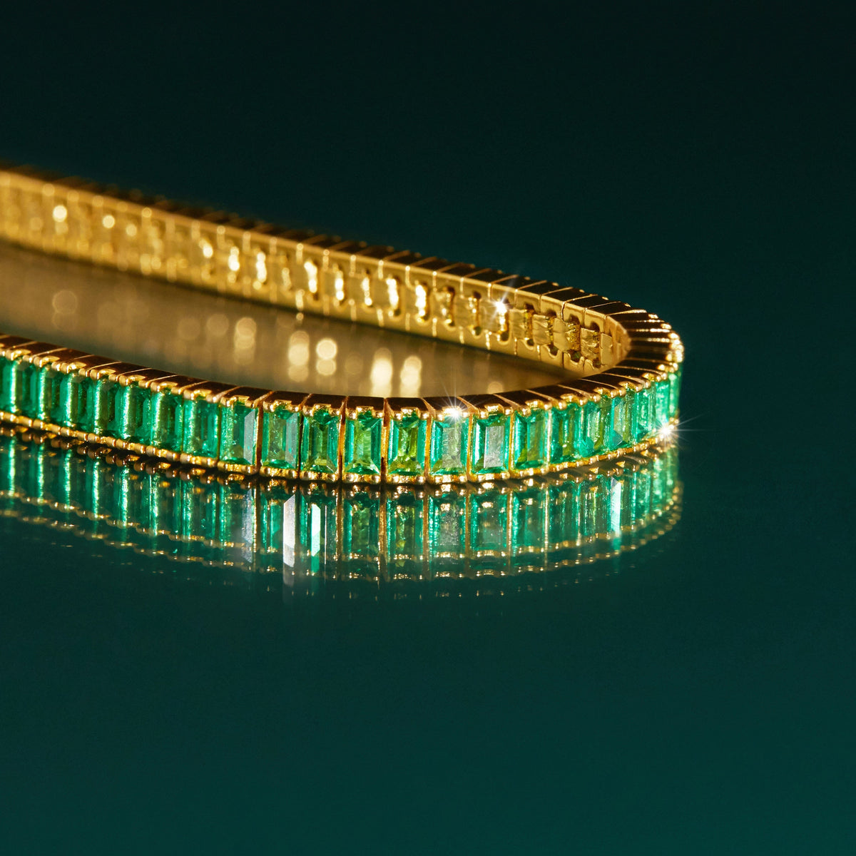 Green Emerald Baguette Tennis Bracelet