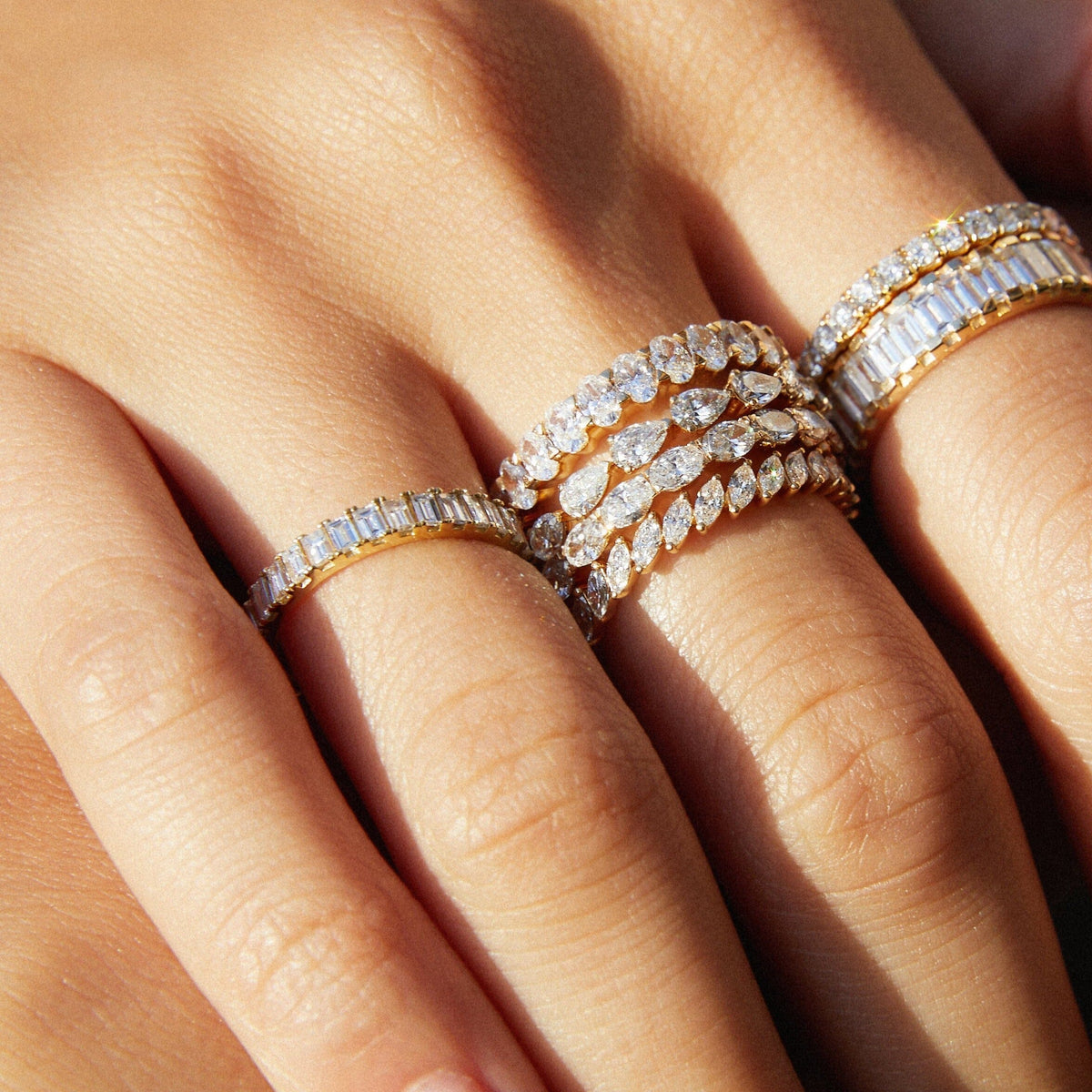 Bold Half Diamond Baguette Ring