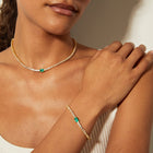 Lab Grown White Sapphire Tennis Necklace with Emerald
