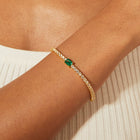 Lab Grown White Sapphire Tennis Bracelet with Emerald