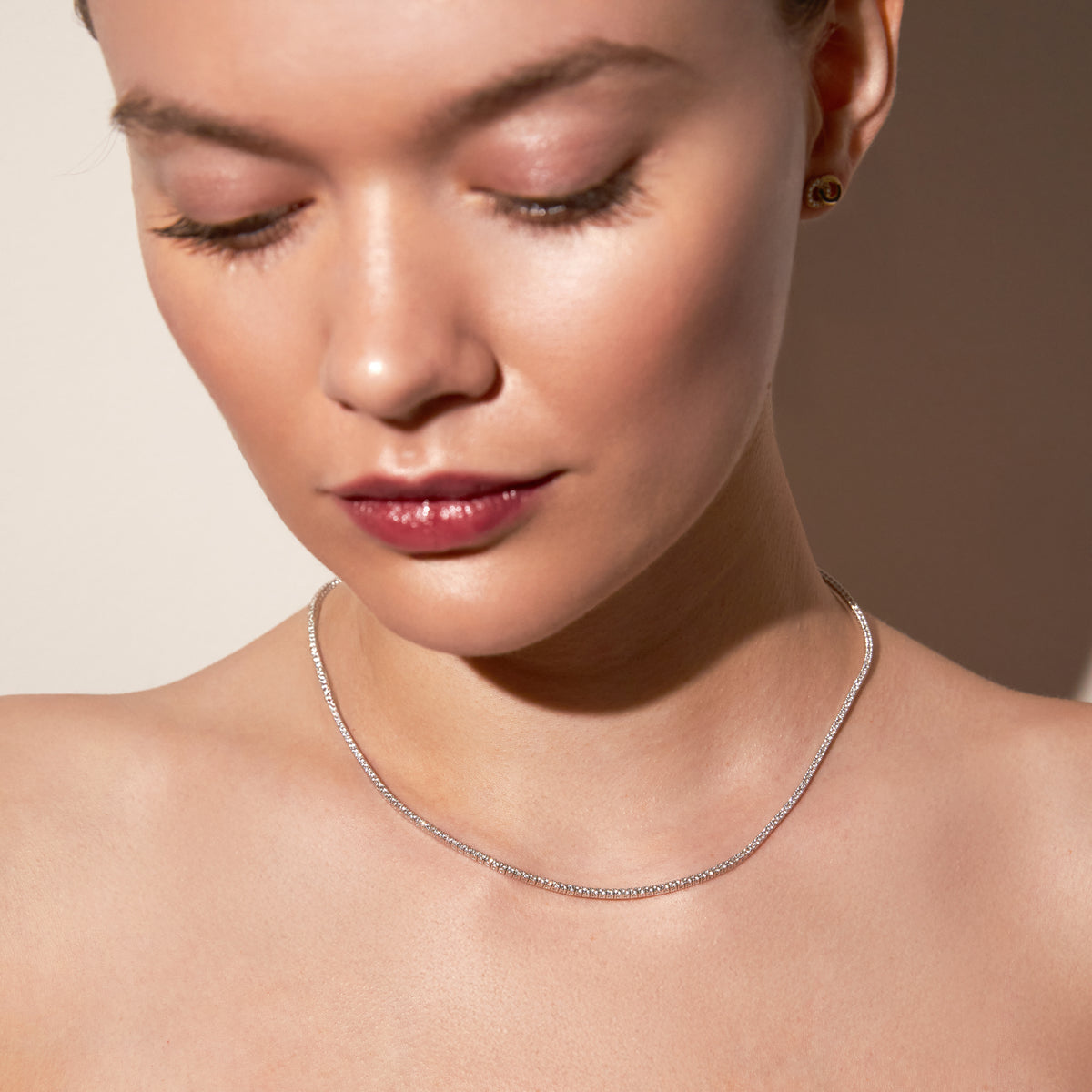 Petite Lab Grown White Sapphire Tennis Necklace