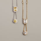 Lab Grown White Sapphire Edwardian Lariat Necklace
