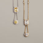 Lab Grown White Sapphire Edwardian Lariat Necklace