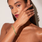 Lab Grown Green Emerald Baguette Tennis Bracelet