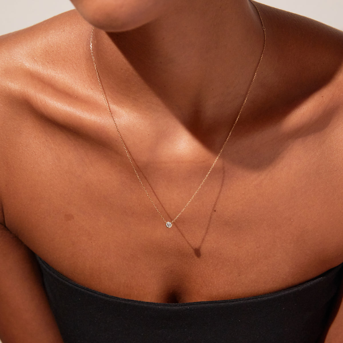 Medium Diamond Bezel Necklace