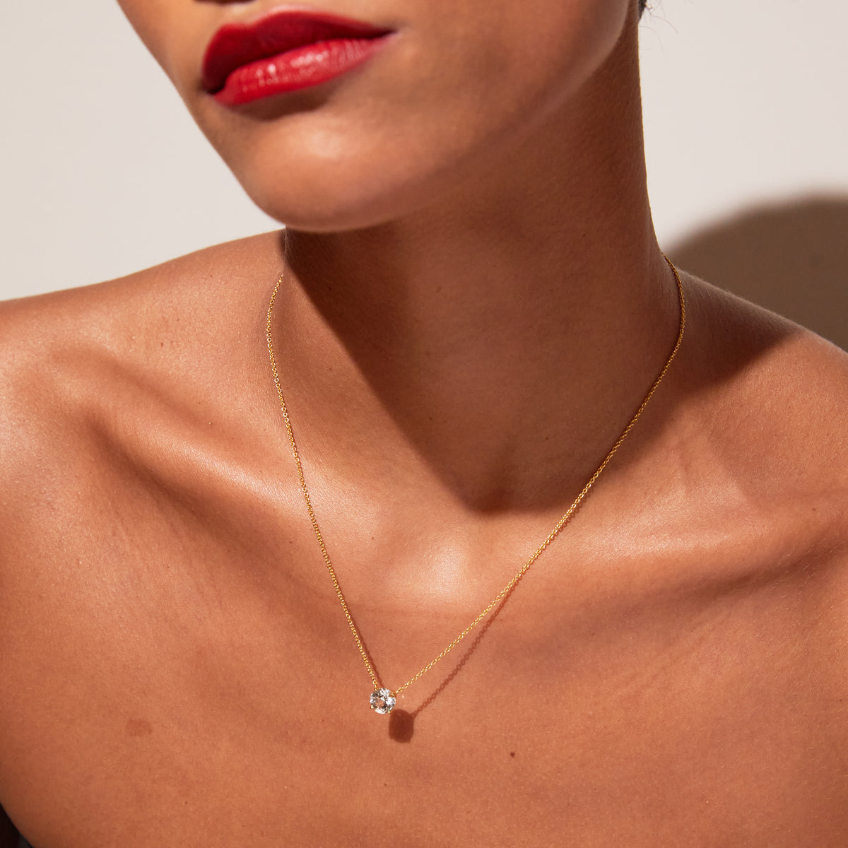 Round Gemstone Solitaire Necklace