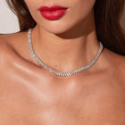 Lab Grown White Sapphire Double Row Tennis Necklace