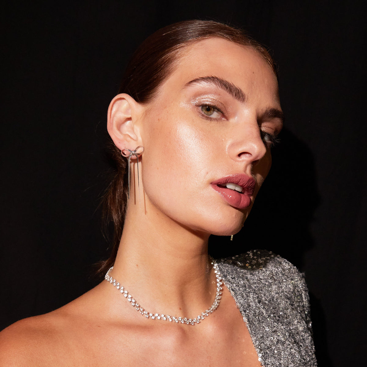 Herringbone Bow Earrings