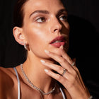 Lab Grown White Sapphire Mixed Shape Hoop Earrings