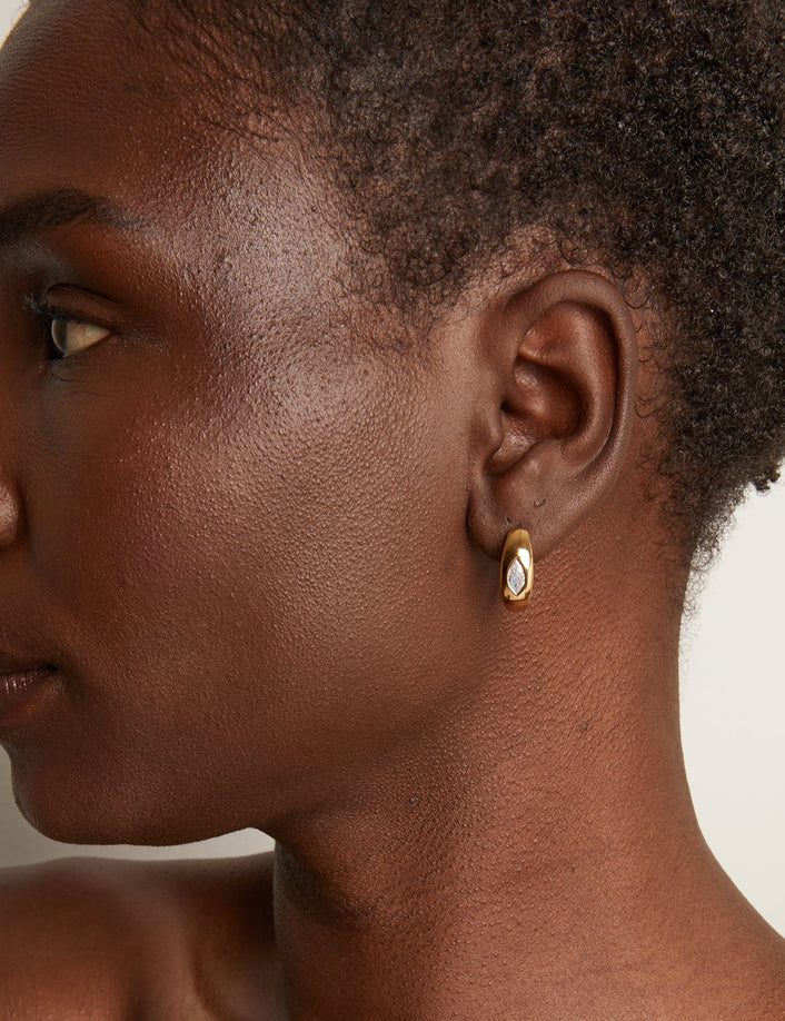 Chunky Lab Grown Diamond Marquise Huggie Earrings