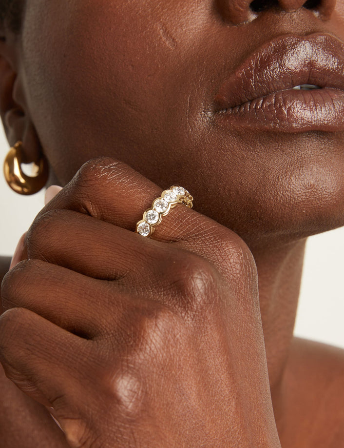 Round Lab Grown Diamond Semi-Bezel Eternity Ring