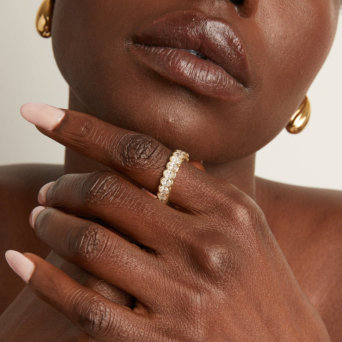 Oval Lab Grown Diamond Semi-Bezel Eternity Ring