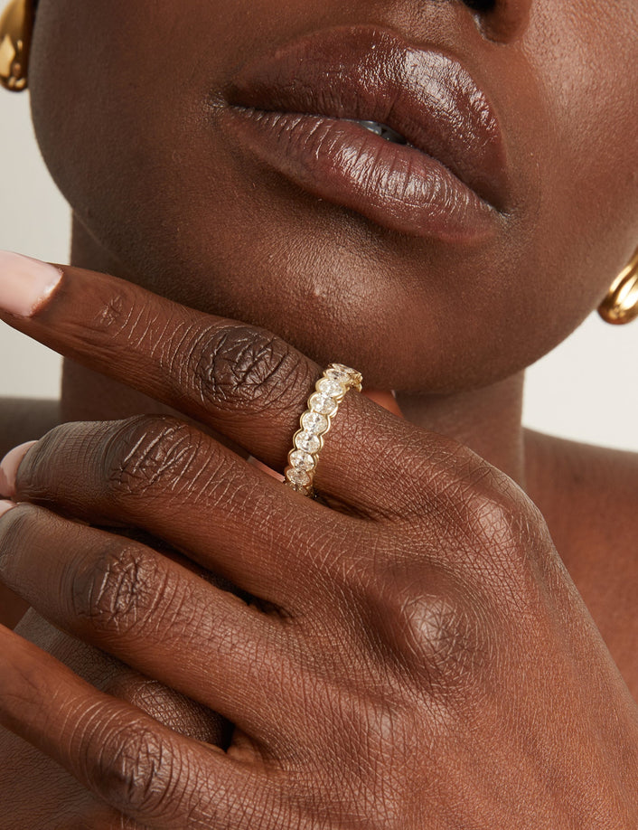 Oval Lab Grown Diamond Semi-Bezel Eternity Ring