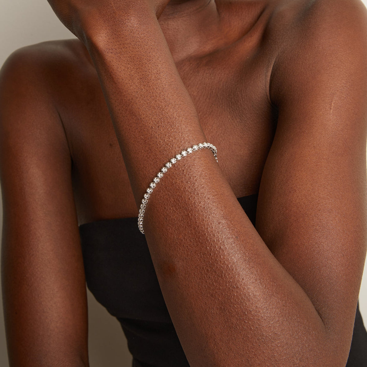 White Sapphire Bezel Tennis Bracelet