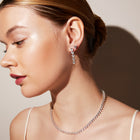 Lab Grown White Sapphire Heart Tennis Earrings