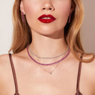 Lab Grown Pink Sapphire Heart Tennis Necklace