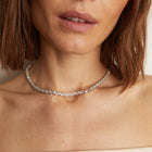 Lab Grown White Sapphire Trillion Tennis Necklace