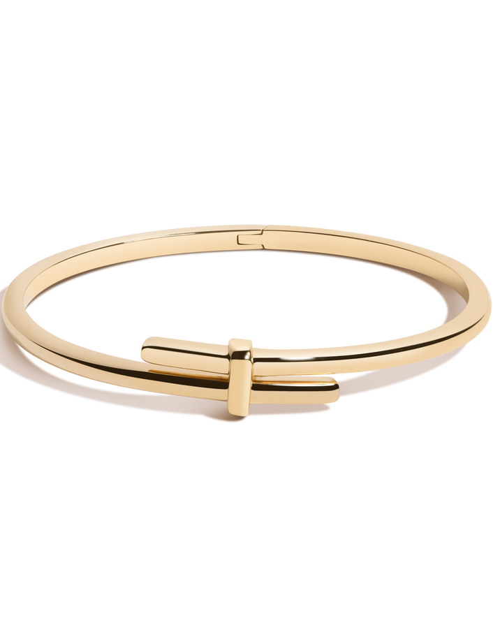 Crossover Hinged Bracelet Stainless Steel Yellow Gold 7in First