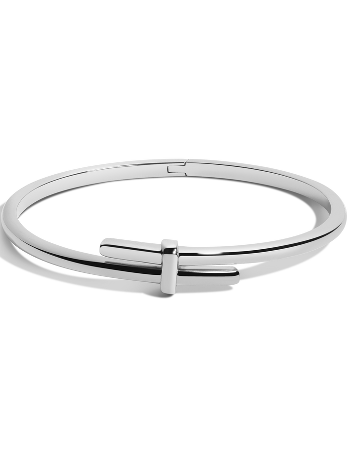 Crossover Hinged Bracelet Stainless Steel White Gold 7in First