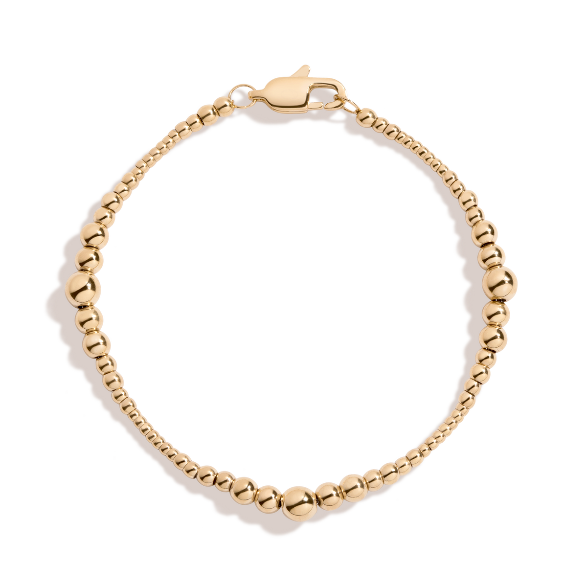 Graduated Ball Chain Bracelet Stainless Steel Yellow Gold 6.5in 7in 7.5in First