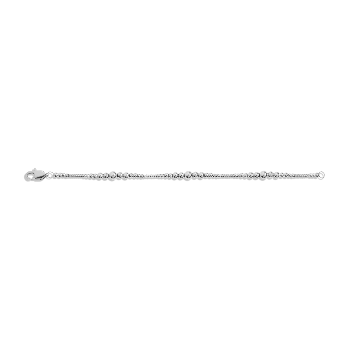 Graduated Ball Chain Bracelet Stainless Steel White Gold 6.5in 7in 7.5in