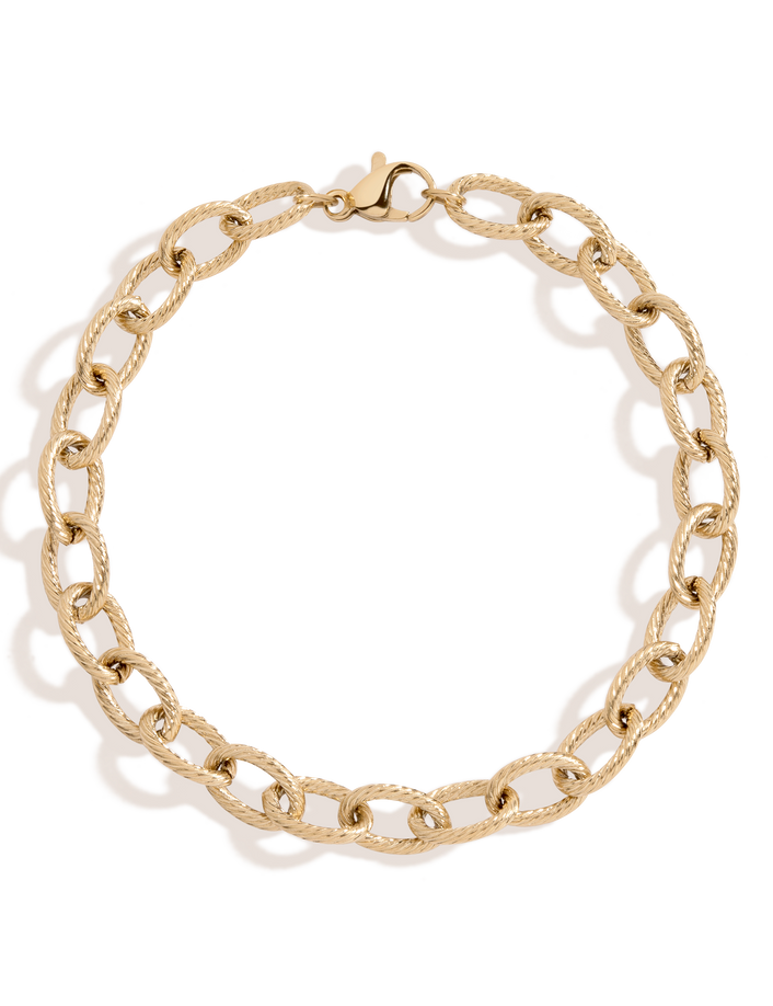 Link Chain Bracelet Stainless Steel Yellow Gold 6.5in 7in 7.5in First