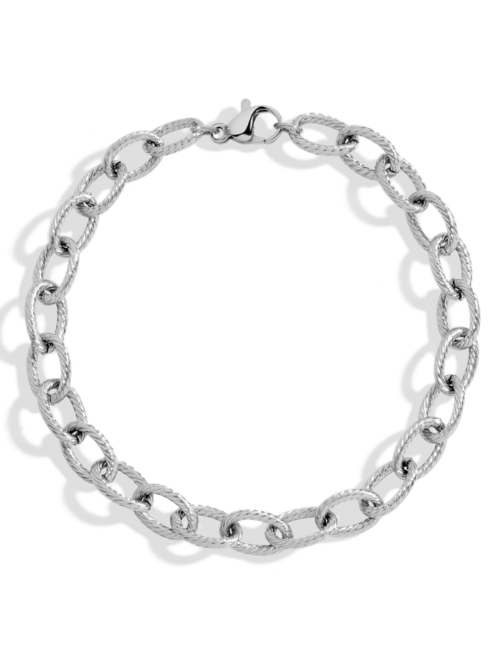Link Chain Bracelet Stainless Steel White Gold 6.5in 7in 7.5in First