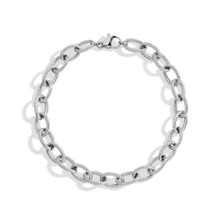 Link Chain Bracelet Stainless Steel White Gold 6.5in 7in 7.5in First