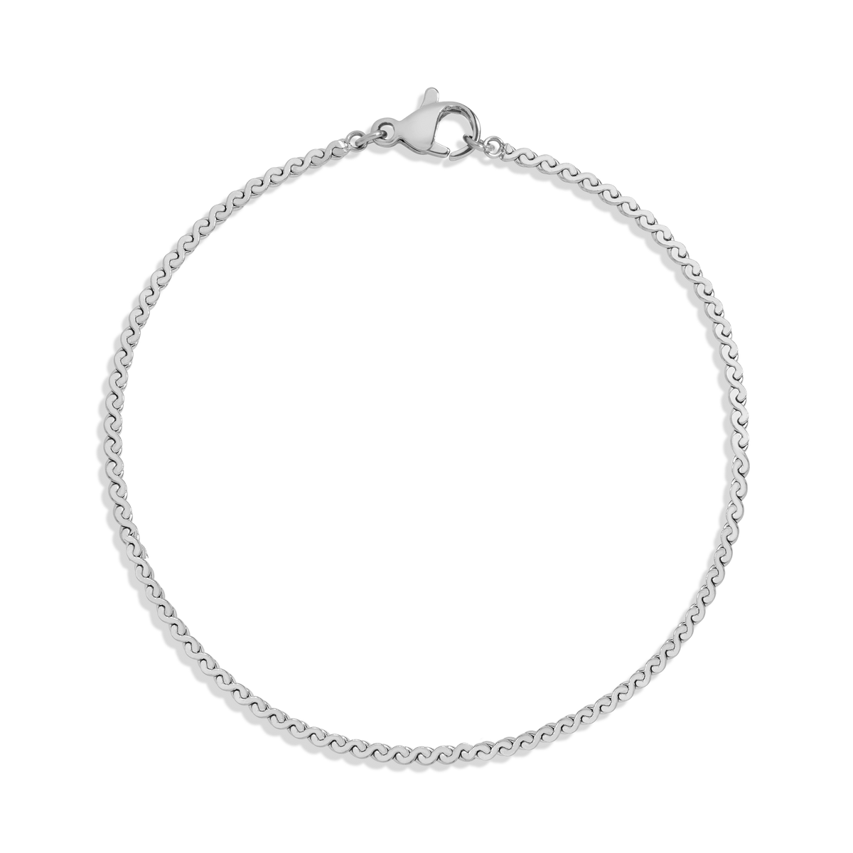 Wave Chain Bracelet Stainless Steel White Gold 6.5in 7in 7.5in First