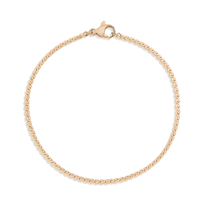 Wave Chain Bracelet Stainless Steel Yellow Gold 6.5in 7in 7.5in First 