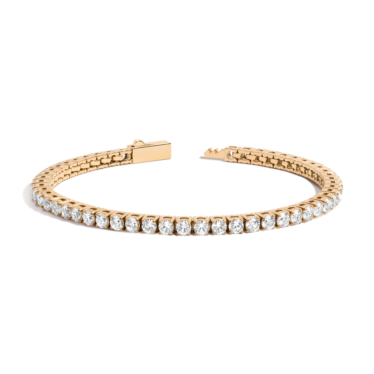Unbreakable Lab Grown White Sapphire Tennis Bracelet Stainless Steel Yellow Gold 6in 6.5in 7in 7.5in First