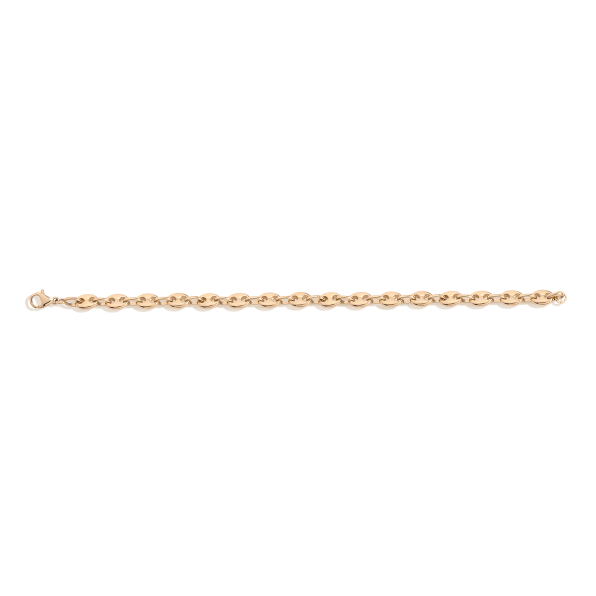 Puffed Mariner Chain Bracelet Stainless Steel Yellow Gold 6in 6.5in 7in 7.5in