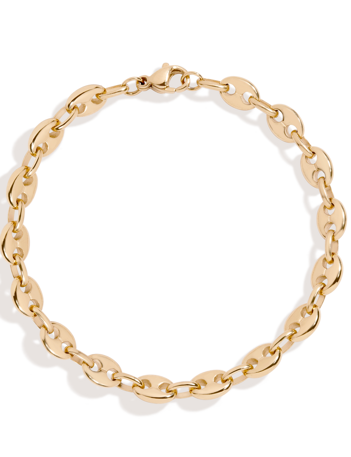 Puffed Mariner Chain Bracelet Stainless Steel Yellow Gold 6in 6.5in 7in 7.5in First