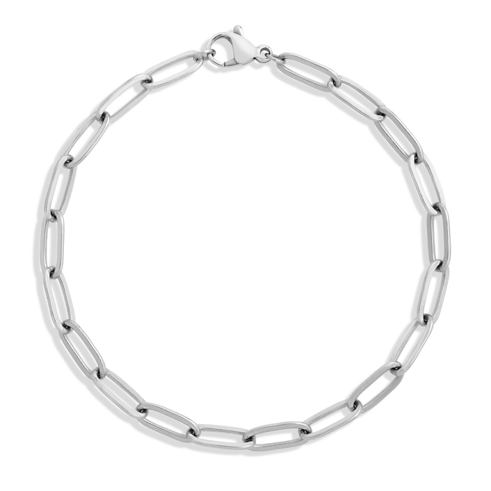 Unbreakable Paperclip Chain Bracelet Stainless Steel White Gold 6.5in 7in 7.5in First