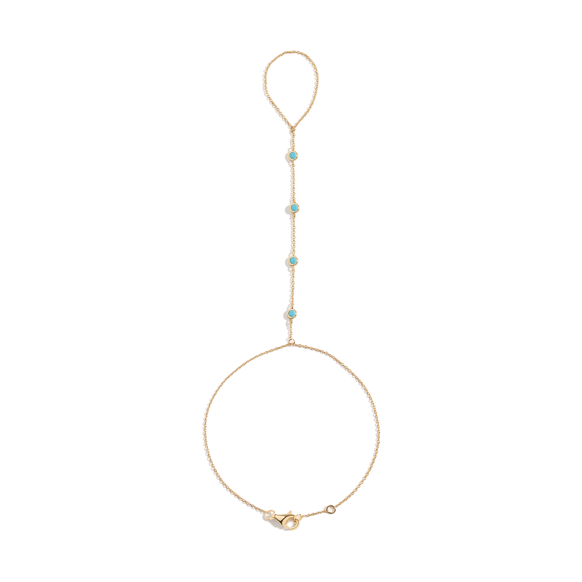 Aurate x Frye: Turquoise Station Hand Chain Bracelet Vermeil Yellow Gold First  