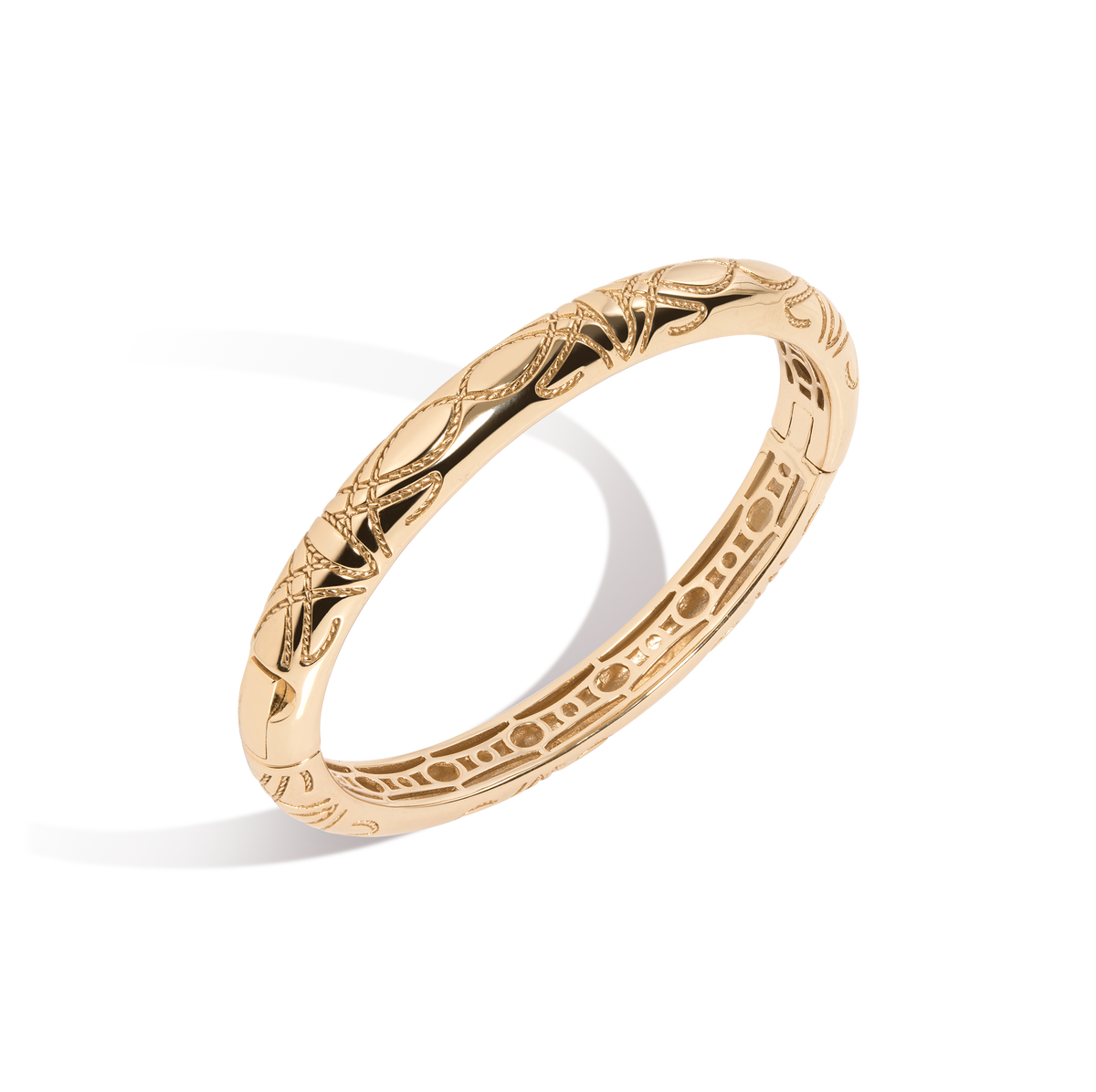 Aurate x Frye: Western Stich Hinged Bracelet Vermeil Yellow Gold