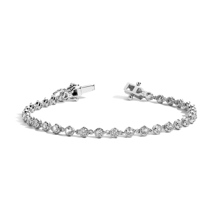 Lab Grown Diamond Georgian Tennis Bracelet 14k White Gold 16in First
