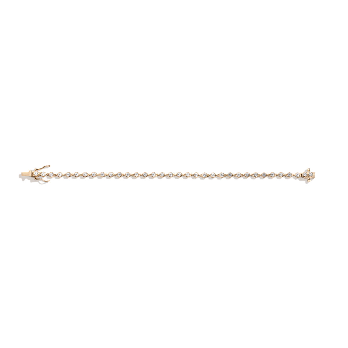Lab Grown White Sapphire Georgian Tennis Bracelet Vermeil Yellow Gold 