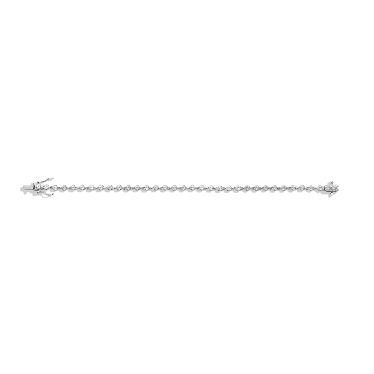 Lab Grown White Sapphire Georgian Tennis Bracelet Vermeil White Gold 