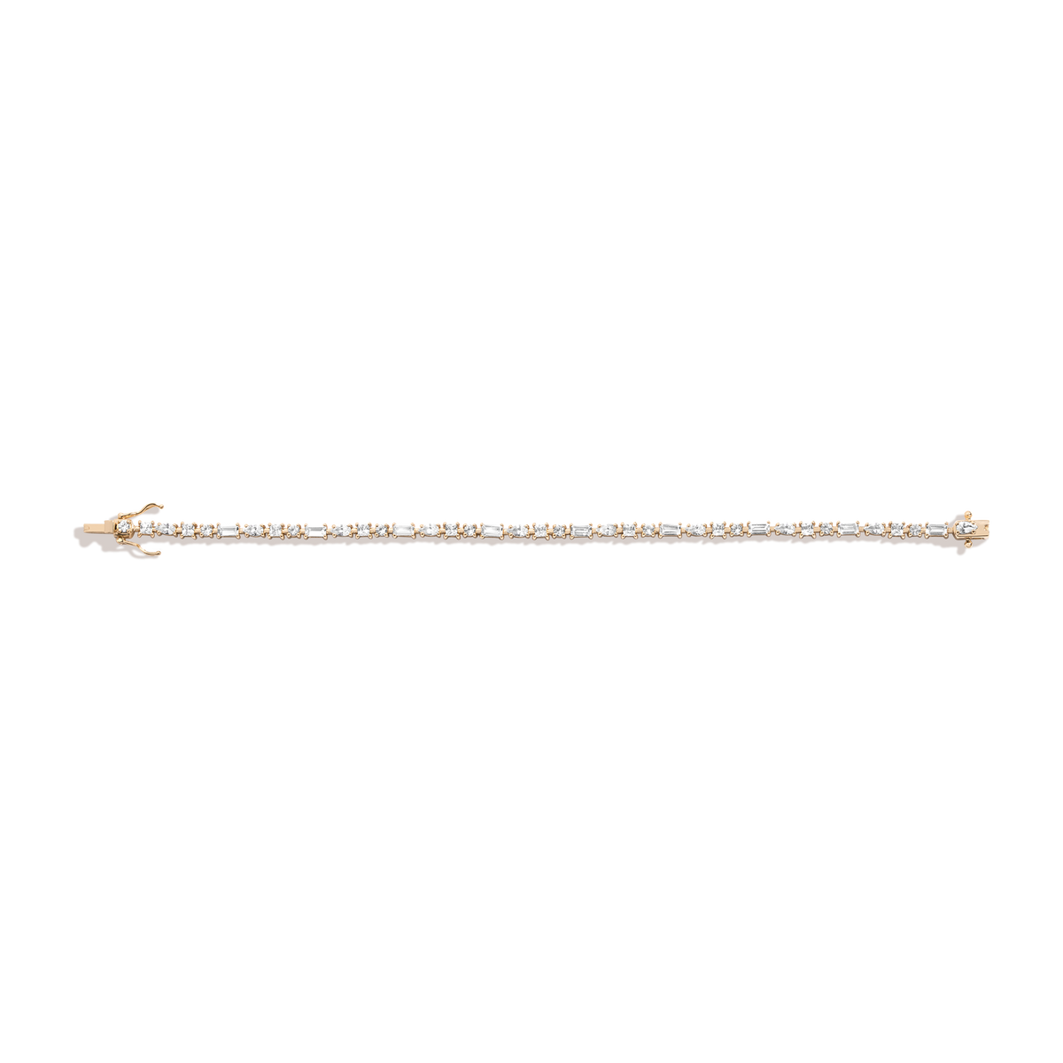 Lab Grown White Sapphire Mosaic Tennis Bracelet Vermeil Yellow Gold 6in 6.5in 7in 7.5in 