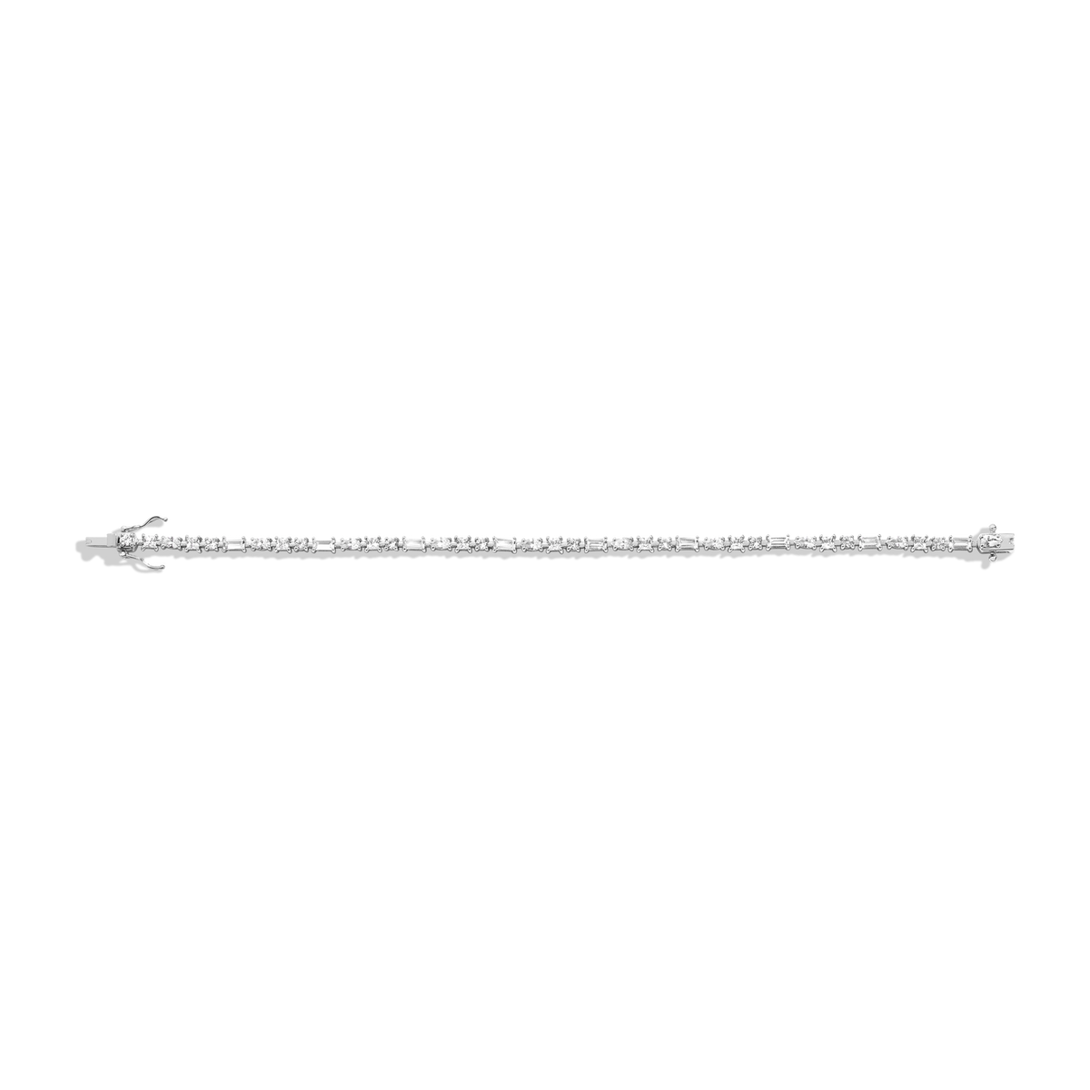 Lab Grown White Sapphire Mosaic Tennis Bracelet Vermeil White Gold 6in 6.5in 7in 7.5in 