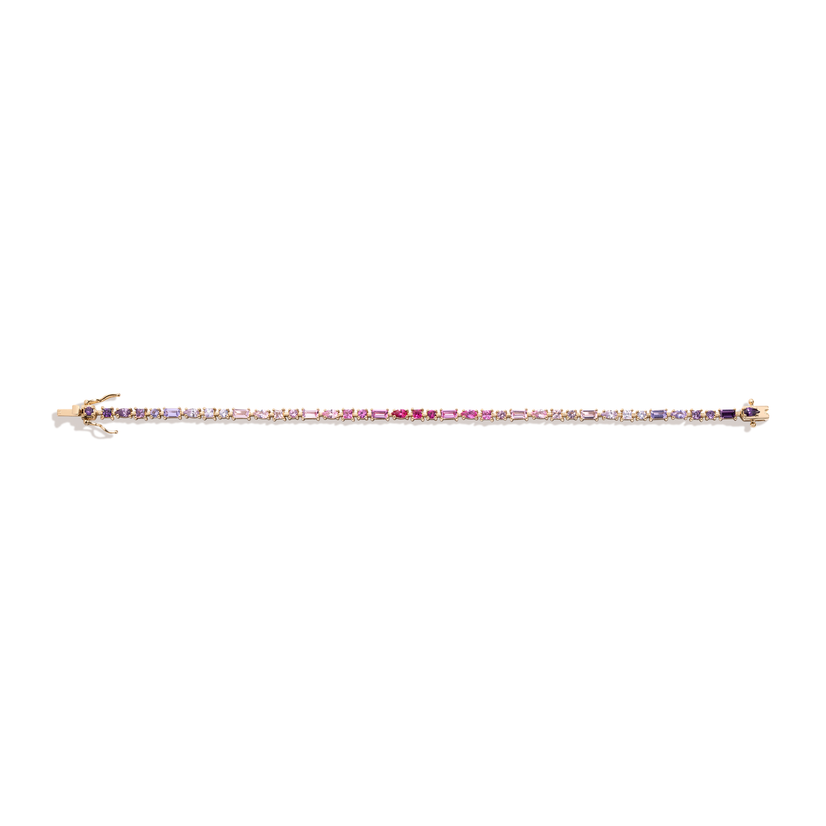 Pink Ombré Mosaic Tennis Bracelet Vermeil Yellow Gold 6in 6.5in 7in 7.5in 