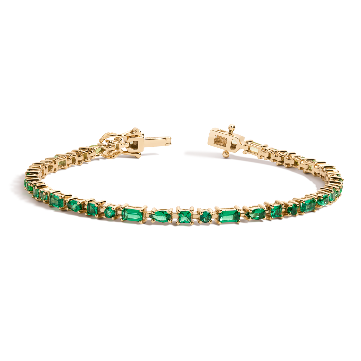 Green Ombré Mosaic Tennis Bracelet Vermeil Yellow Gold 6in 6.5in 7in 7.5in First