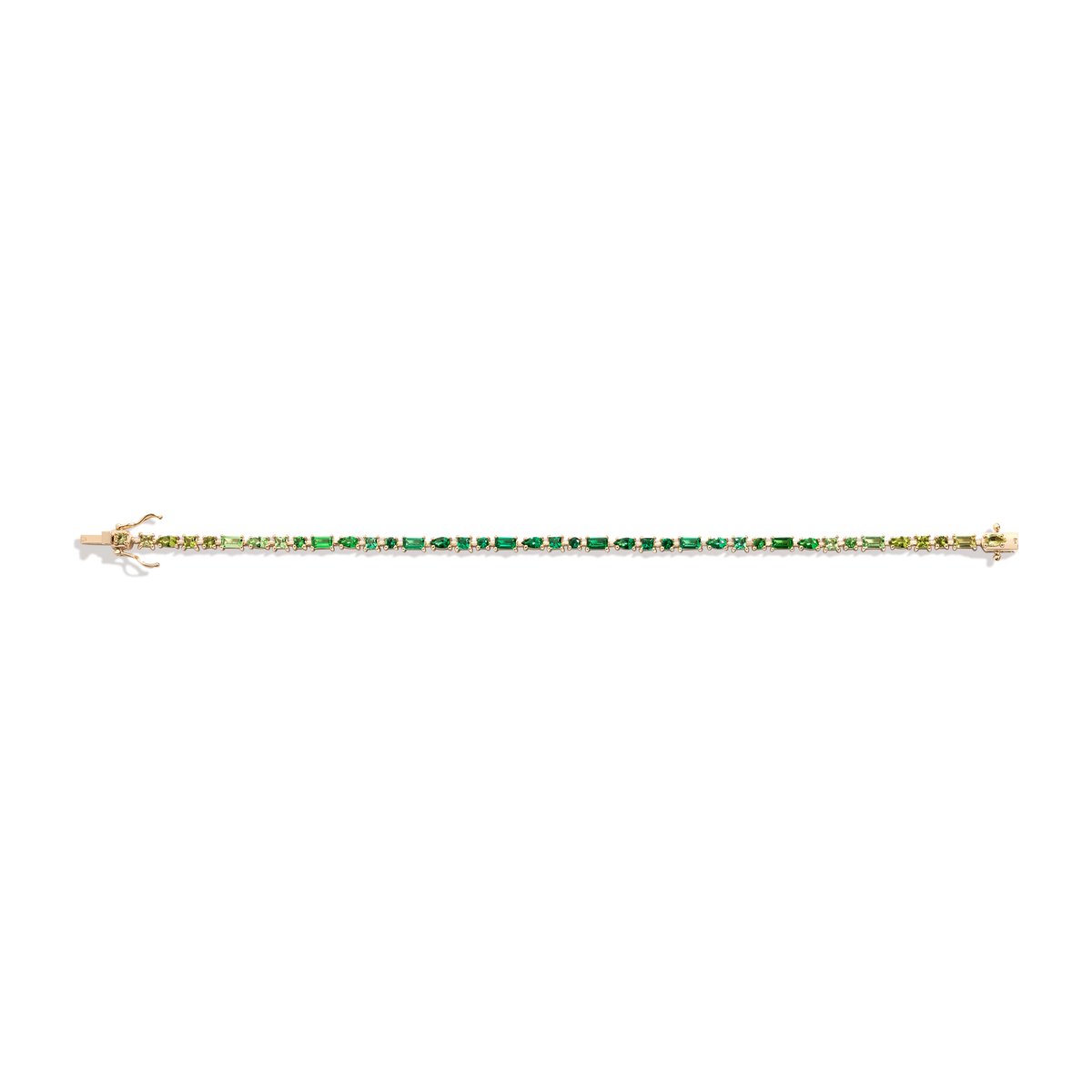 Green Ombré Mosaic Tennis Bracelet Vermeil Yellow Gold 6in 6.5in 7in 7.5in