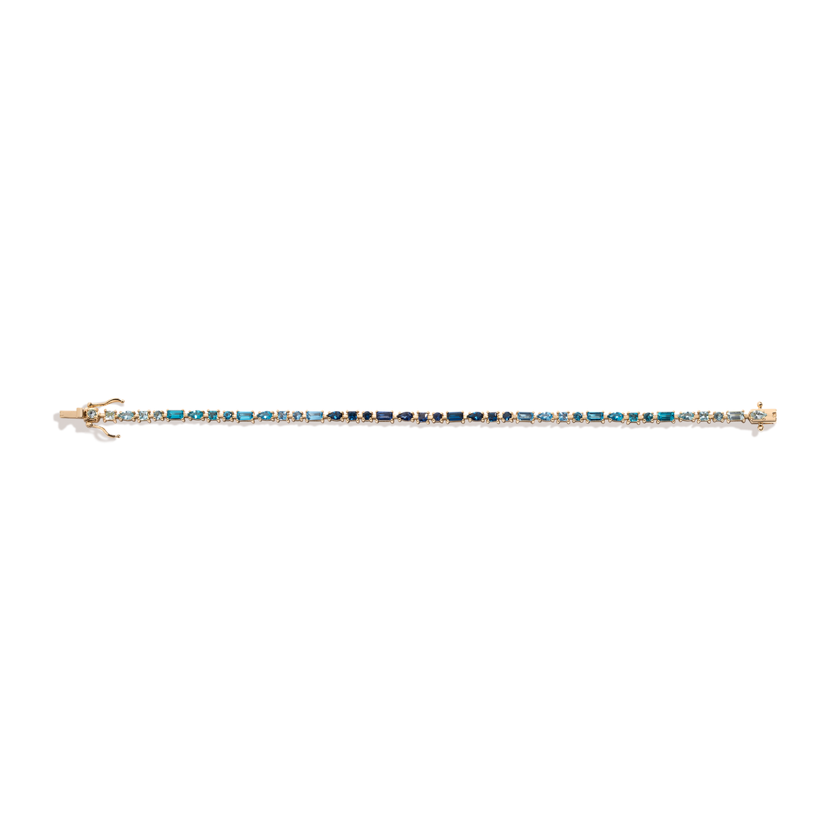 Blue Ombré Mosaic Tennis Bracelet Vermeil Yellow Gold 6in 6.5in 7in 7.5in