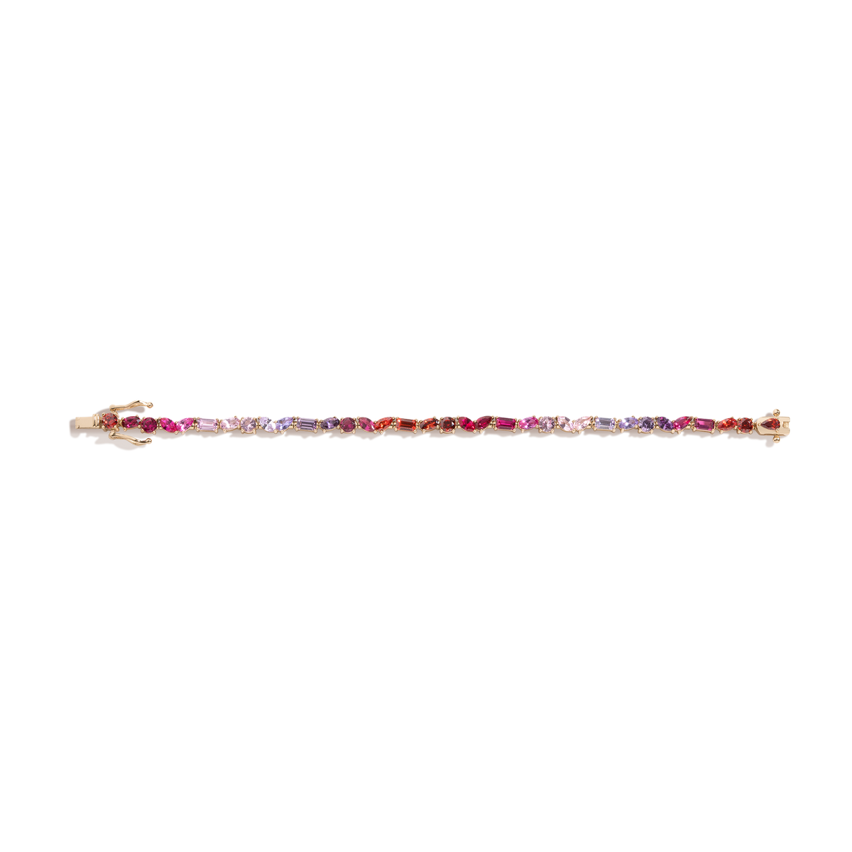 Pink Ombré Mixed Shape Tennis Bracelet Vermeil Yellow Gold 6in 6.5in 7in 7.5in