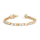 Lab Grown White Sapphire and Canary Mixed Shape Tennis Bracelet